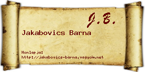 Jakabovics Barna névjegykártya