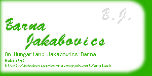 barna jakabovics business card